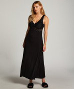 Slipdress Nora Lace Long - Schwarz