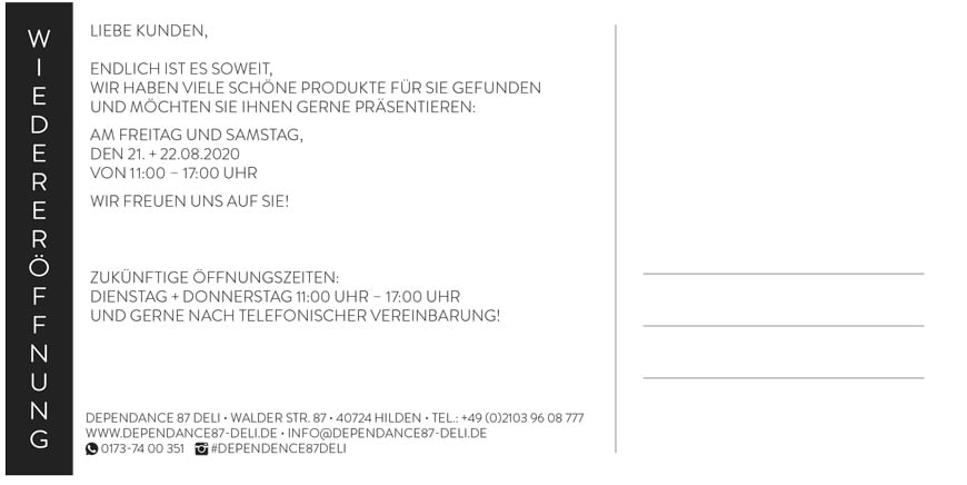 Dependance-87-Deli-Hilden-Einladung-Eroeffnung